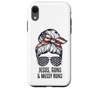 Jésus Guns and Messy Buns Flag Second Amendment chrétien Coque pour iPhone XR