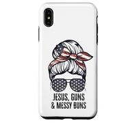 Jésus Guns and Messy Buns Flag Second Amendment chrétien Coque pour iPhone XS Max