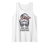 Jésus Guns and Messy Buns Flag Second Amendment chrétien Débardeur