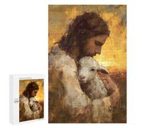 Jesus Holding Lamb Painting-1 Puzzle 1000 Pièces Educa Jouet en Bois Cadeau Unique Décoration Intérieure Jeu Éducatif Challenge Toy Adultes Et Enfants À Partir De 14 Ans 1000 PCS