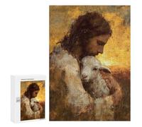 Jesus Holding Lamb Painting-1 Puzzle 1000 Pièces Educa Jouet en Bois Cadeau Unique Décoration Intérieure Jeu Éducatif Challenge Toy Adultes Et Enfants À Partir De 14 Ans 300 PCS