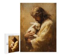 Jesus Holding Lamb Painting-5 Puzzle 1000 Pièces Educa Jouet en Bois Cadeau Unique Décoration Intérieure Jeu Éducatif Challenge Toy Adultes Et Enfants À Partir De 14 Ans 500 PCS