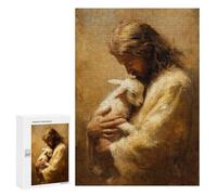 Jesus Holding Lamb Painting-5 Puzzle 1000 Pièces Educa Jouet en Bois Cadeau Unique Décoration Intérieure Jeu Éducatif Challenge Toy Adultes Et Enfants À Partir De 14 Ans 300 PCS