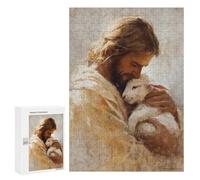 Jesus Holding Lamb Painting-7 Puzzle 1000 Pièces Educa Jouet en Bois Cadeau Unique Décoration Intérieure Jeu Éducatif Challenge Toy Adultes Et Enfants À Partir De 14 Ans 300 PCS