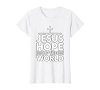Jesus Hope of The World T-Shirt Graphique avec Valeur, Femme, Blanc, M