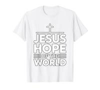 Jesus Hope of The World T-Shirt Graphique avec Valeur, Homme, Blanc, L
