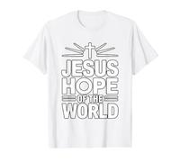 Jesus Hope of The World T-Shirt Graphique avec Valeur, Homme, Blanc, XL