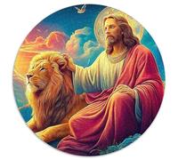 Jésus in Heaven 1000 Pièces Puzzle Circulaire Puzzle Adulte pour Enfants Puzzle Rond Créatif Difficile Impossiblepour Adultes Décoration pour Enfants Cadeau 1000pcs (67.5x67.5cm)
