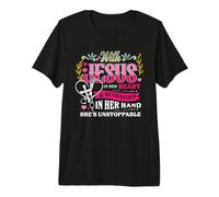 Jésus in Her Heart Ciseaux in Her Hand She's Unstoppable T-Shirt Haut de Gamme