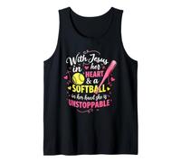Jesus in Her Heart Softball Hand She is Unstoppable Pichet Débardeur