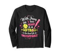 Jesus in Her Heart Softball Hand She is Unstoppable Pichet Manche Longue