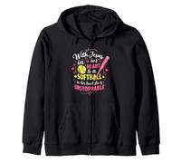 Jesus in Her Heart Softball Hand She is Unstoppable Pichet Sweat à Capuche