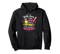 Jesus in Her Heart Softball Hand She is Unstoppable Pichet Sweat à Capuche