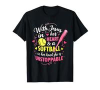 Jesus in Her Heart Softball Hand She is Unstoppable Pichet T-Shirt