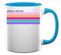 Jesus is Better Pastel Line Art Tasse à thé café en céramique Bleu clair