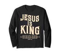 Jesus is King Bible Verse John 14:6 Christian God Religious Manche Longue