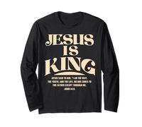 Jesus is King Bible Verse John 14:6 Christian God Religious Manche Longue