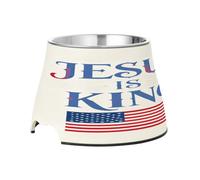 Jesus is King Bol blanc pour animaux de compagnie avec support en acier inoxydable pour petits chiens