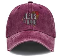 Jesus is King Casquette de baseball, casquette Jésus, casquette chrétienne Dieu, unisexe, Rouge vin foncé 1, 53