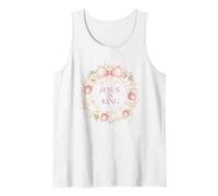 Jesus is King Christian Faith Couronne Florale Fraise Débardeur
