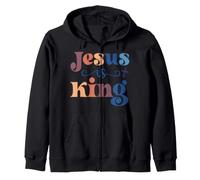 Jesus is King Christian Faith Typographie Écriture Sweat à Capuche