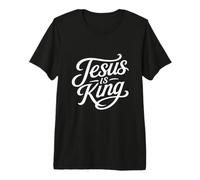 Jesus is King Christian Script Faith Typographie T-Shirt Haut de Gamme