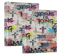 Jesus is King Flag Street Hip- Classeur de fournitures scolaires à anneaux ronds de 3,8 cm avec porte-bloc - 1/2 classeur de bureau à couverture rigide
