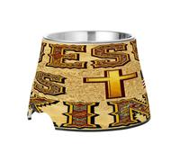 Jesus is King Gamelles en acier inoxydable pour petits chiens, motif drapeau doré