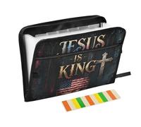 Jesus is King - Jésus gothique - Porte-documents extensible - 13 poches - Format A4 - Avec fermeture éclair