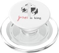 Jesus is King Lion Christian Cross Bible Verse God Quote PopSockets PopGrip pour MagSafe