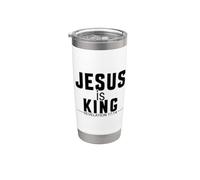 Jesus is King Revelation 17:14 Écriture de foi chrétienne Gobelet isotherme en acier inoxydable double paroi