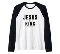 Jesus is King Revelation 17:14 Écriture de Foi chrétienne Manche Raglan