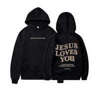 Jesus Is King Sweat à capuche avec lettre graphique et col rond - Couleur unie - Épaules tombantes - Pull d'hiver et d'automne - Haut décontracté à manches longues pour l'école et l'extérieur - Taille