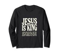 Jesus is King Verse Religieux Citation de la Bible Foi Manche Longue