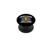 Jesus is Lord Lion of Judah John 14:6 Croix chrétienne PopSockets PopGrip Adhésif