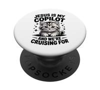 Jesus is My Copilot We're Cruising for Cats Biblique PopSockets PopGrip Adhésif