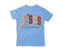Jesus is My Favorite Season Chemise, Jesus is My Favorite Season Automne Automne T-shirt à col en V chrétien, Bleu ciel., XXL