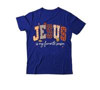 Jesus is My Favorite Season Chemise, Jesus is My Favorite Season Automne Automne T-shirt à col en V chrétien, Bleu saphir-1, M