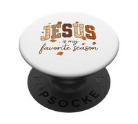 Jesus is My Favorite Season Fall Christian Leopard Plaid PopSockets PopGrip Adhésif