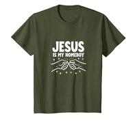 Jesus is My Homeboy Christian Men Faith Fist Bump T-Shirt, Enfant, Olive, 2 Ans