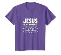 Jesus is My Homeboy Christian Men Faith Fist Bump T-Shirt, Enfant, Violet chiné, 10 Ans