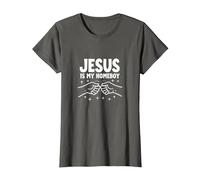 Jesus is My Homeboy Christian Men Faith Fist Bump T-Shirt, Femme, Asphalte, XXL