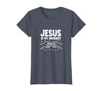 Jesus is My Homeboy Christian Men Faith Fist Bump T-Shirt, Femme, Bleu Chiné, XS