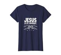 Jesus is My Homeboy Christian Men Faith Fist Bump T-Shirt, Femme, Bleu Marine, XL