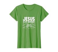 Jesus is My Homeboy Christian Men Faith Fist Bump T-Shirt, Femme, Herbe, M