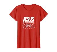 Jesus is My Homeboy Christian Men Faith Fist Bump T-Shirt, Femme, Rouge, S