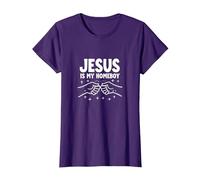 Jesus is My Homeboy Christian Men Faith Fist Bump T-Shirt, Femme, Violet, 3XL