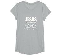 Jesus is My Homeboy Christian Men Faith Fist Bump T-Shirt, Fille, Gris Chiné, S