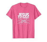 Jesus is My Homeboy Christian Men Faith Fist Bump T-Shirt, Homme, Rose chiné, M