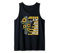 Jesus is My Inspirational Citations Floral Cross Christian Débardeur
